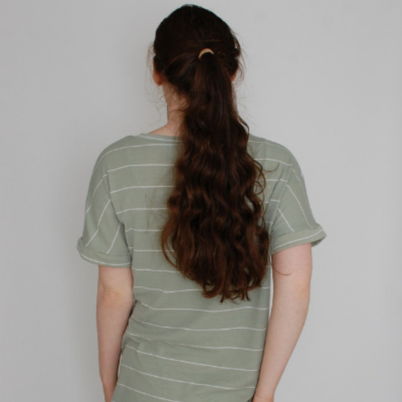 Spring / Summer/ Easter Top Green Striped Pocket Top Hailey & Co - Picture 2 of 4